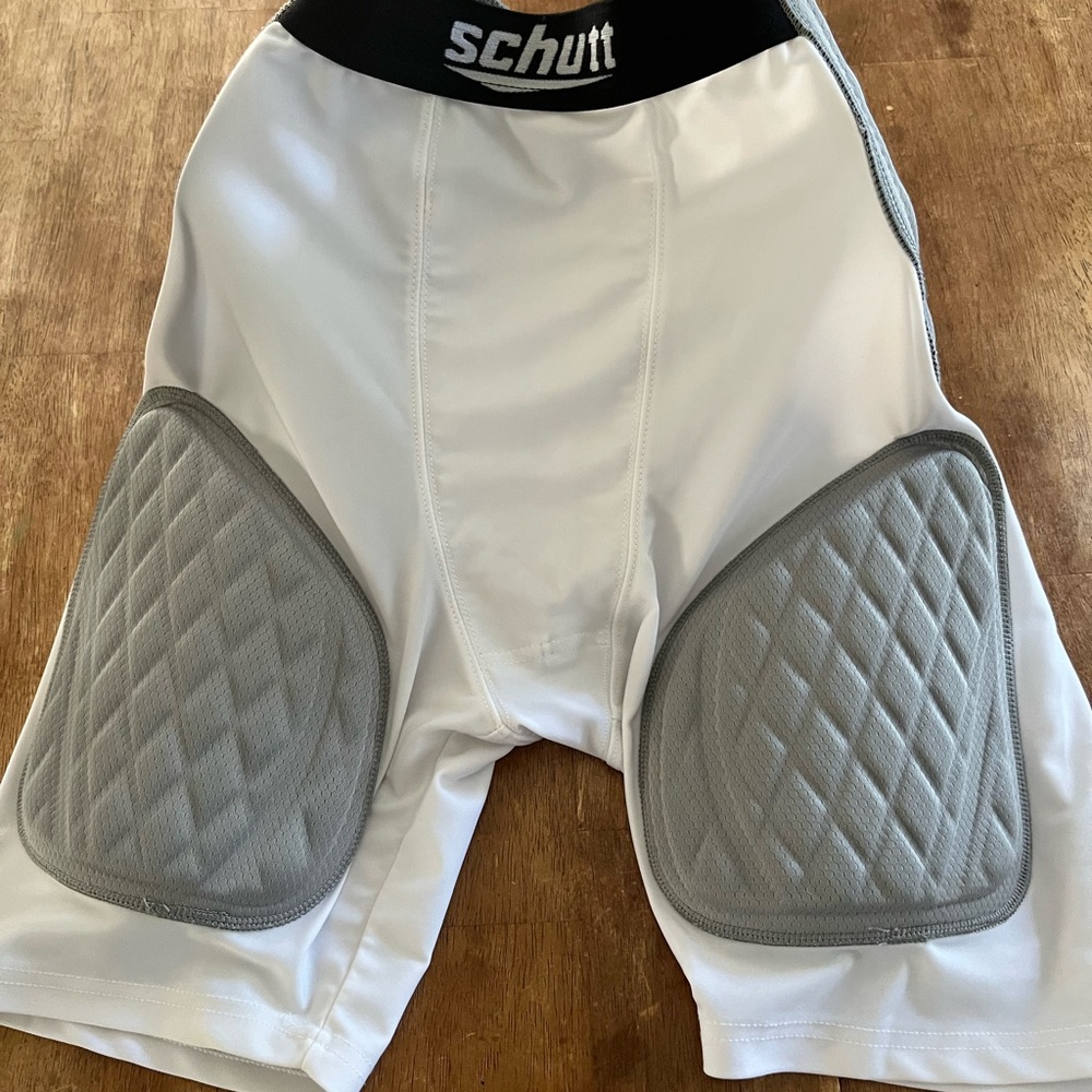 Schutt White and Gray Men's Padded Shorts